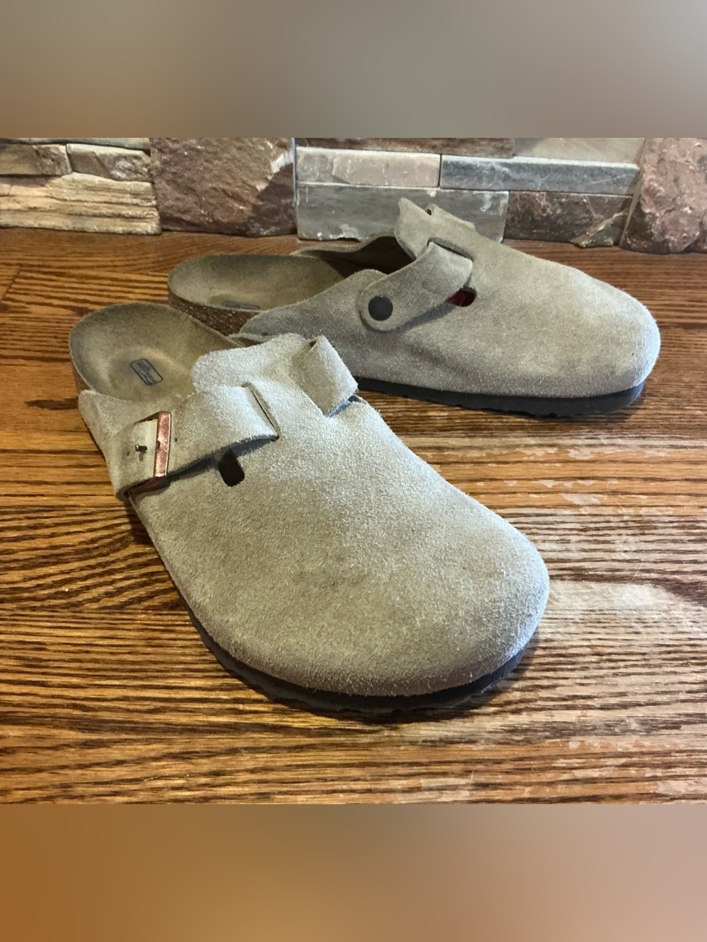 Birkenstock Boston Suede Taupe Clogs-Men’s Size 41 (Regular)